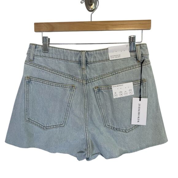 NWT WeWoreWhat x Revolve Denim High Rise Shorts Womens Size 27 Light Wash Cutoff - Picture 2 of 8